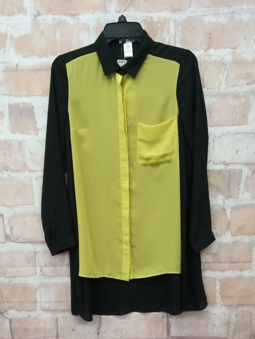 Esley Black & Olive Green Button Down Blouse